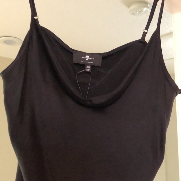 7 for All Mankind Black Silk Cowl Neck Spaghetti Strap Camisole XS Sleeveless - Picture 5 of 11